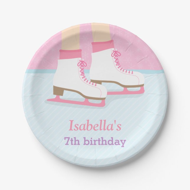Ice Skating Rink Girls Birthday Party Supplies Paper Plates (Front)