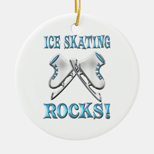 Ice Skating Rocks Ceramic Ornament (Front)