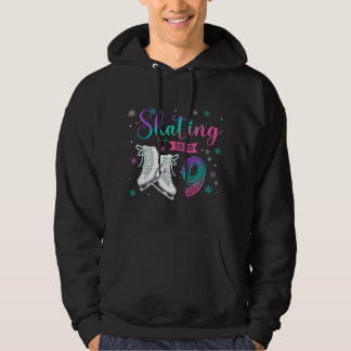 Ice Skating Rolling 9th Birthday Party Girl Family Hoodie