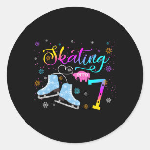 Ice Skating Rolling Into 7 Family Classic Round Sticker