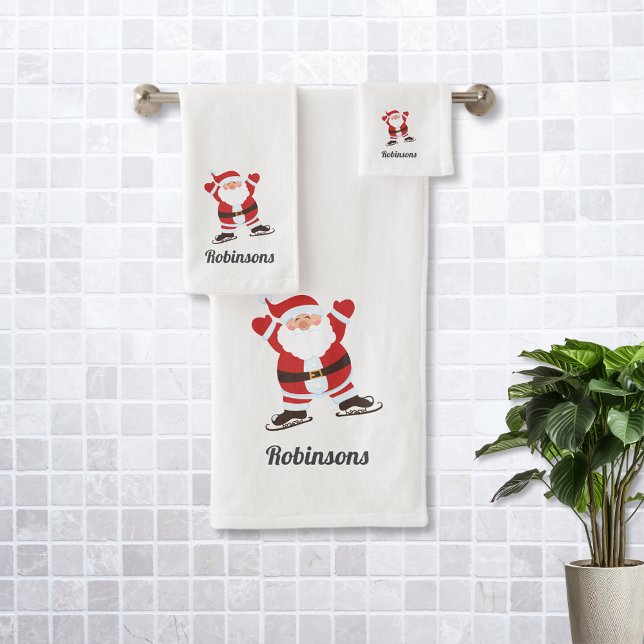Ice Skating Santa Claus Bath Towel Set (Creator Uploaded)