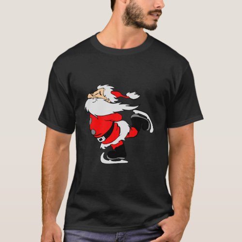 Ice Skating Santa Claus Funny Christmas Gift T_Shirt