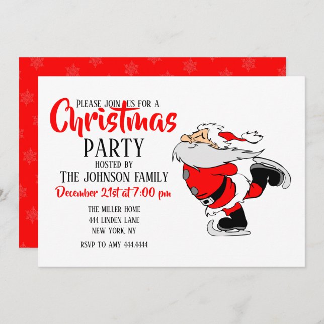 Ice Skating Santa        Invitation (Front/Back)