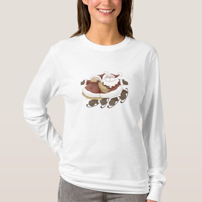 Ice Skating Santa & Mrs. Claus by Trina Clark T-Shirt (Front)