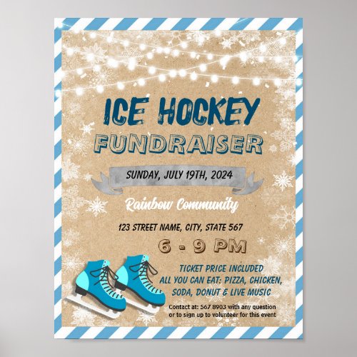 Ice skating school event template poster