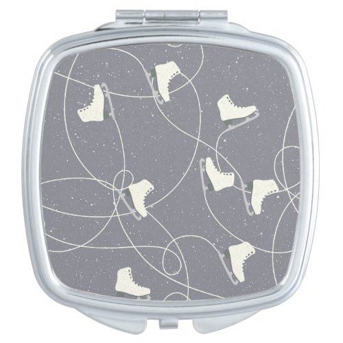Ice Skating Shoes Marks Gray White Pattern Compact Mirror