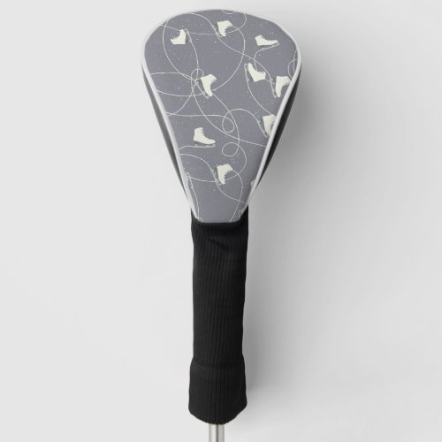 Ice Skating Shoes Marks Gray White Pattern Golf Head Cover