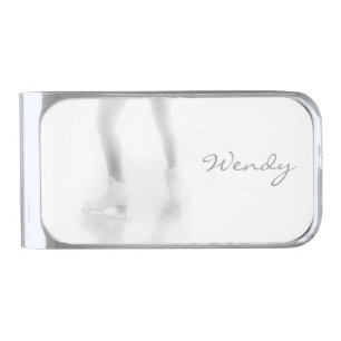 Ice skating silver finish money clip