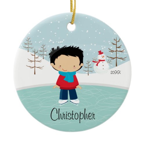 Ice Skating Skater Boy Dated Christmas Ornament