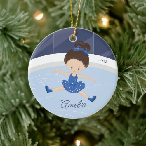 Ice Skating Skater Girl Dated  Ceramic Ornament