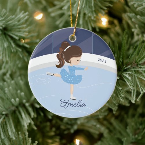 Ice Skating Skater Girl Dated  Ceramic Ornament