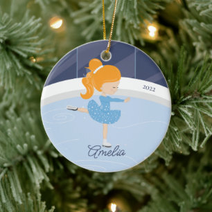 Ice Skating Skater Girl Dated Ceramic Ornament