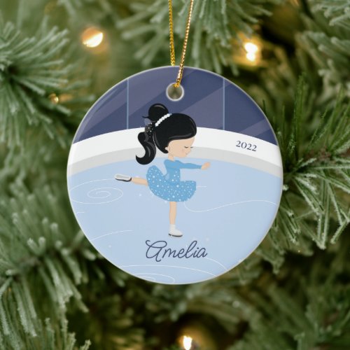 Ice Skating Skater Girl Dated  Ceramic Ornament