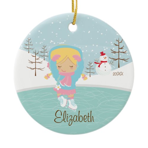 Ice Skating Skater Girl Dated Christmas Ornament