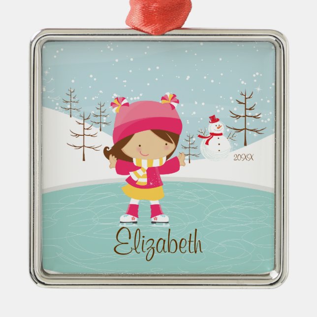 Ice Skating Skater Girl Dated Christmas Ornament (Front)