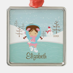 Ice Skating Skater Girl Dated Christmas Ornament
