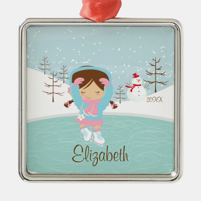 Ice Skating Skater Girl Dated Christmas Ornament (Front)