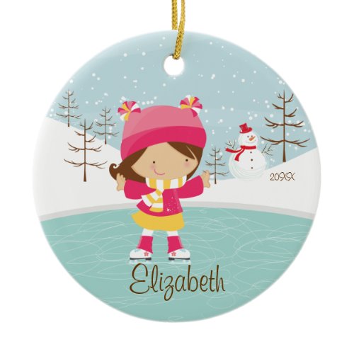 Ice Skating Skater Girl Dated Christmas Ornament