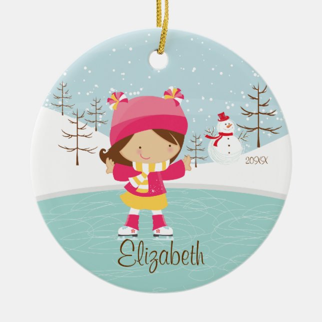 Ice Skating Skater Girl Dated Christmas Ornament (Front)