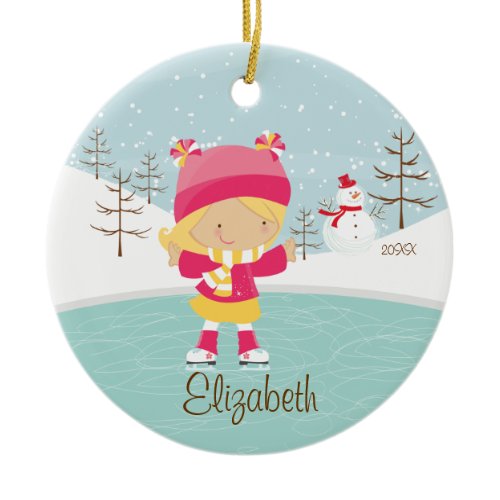 Ice Skating Skater Girl Dated Christmas Ornament