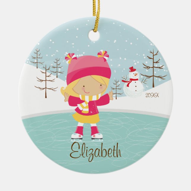 Ice Skating Skater Girl Dated Christmas Ornament (Front)