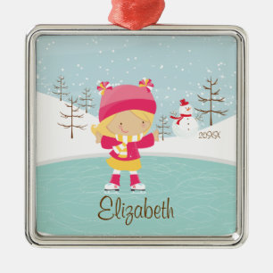Ice Skating Skater Girl Dated Christmas Ornament