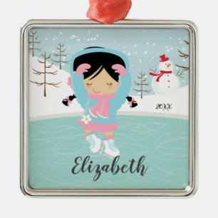 Ice Skating Skater Girl Dated Christmas Ornament