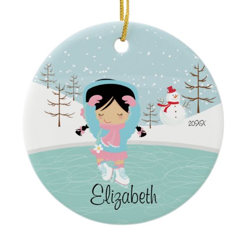 Ice Skating Skater Girl Dated Christmas Ornament