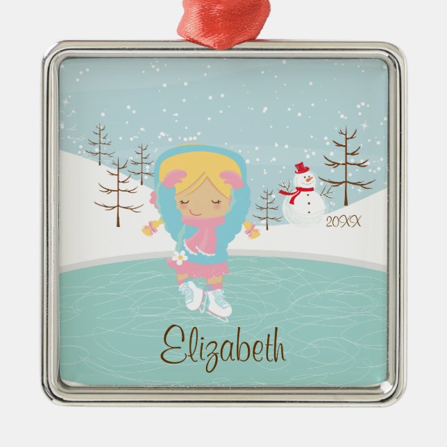 Ice Skating Skater Girl Dated Christmas Ornament (Front)