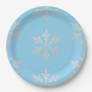 Ice Skating Snow flakes Birthday Paper Plates
