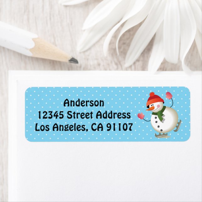 Ice Skating Snowman Return Address Labels (Insitu)