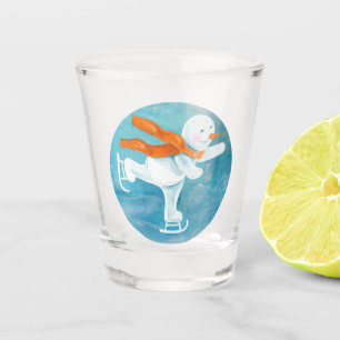 Ice Skating Snowman   Shot Glass