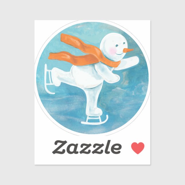 Ice Skating Snowman   Sticker (Sheet)