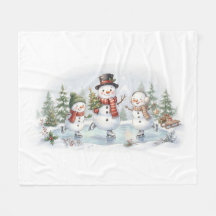Ice Skating Snowmen Family