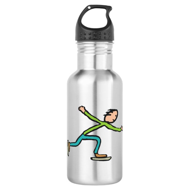 Ice Skating Stainless Steel Water Bottle (Front)
