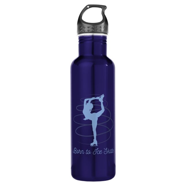 Ice Skating Stainless Steel Water Bottle (Front)