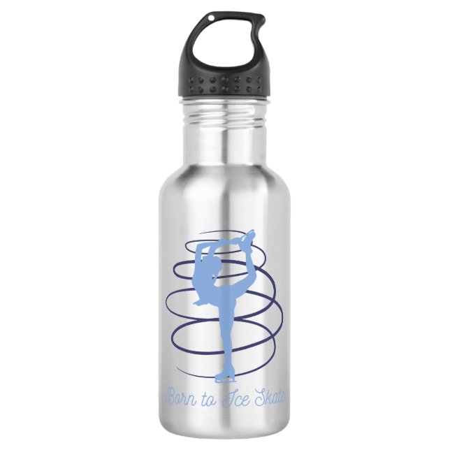 Ice Skating Stainless Steel Water Bottle (Front)