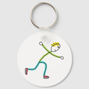 Ice Skating Stickman Keychain