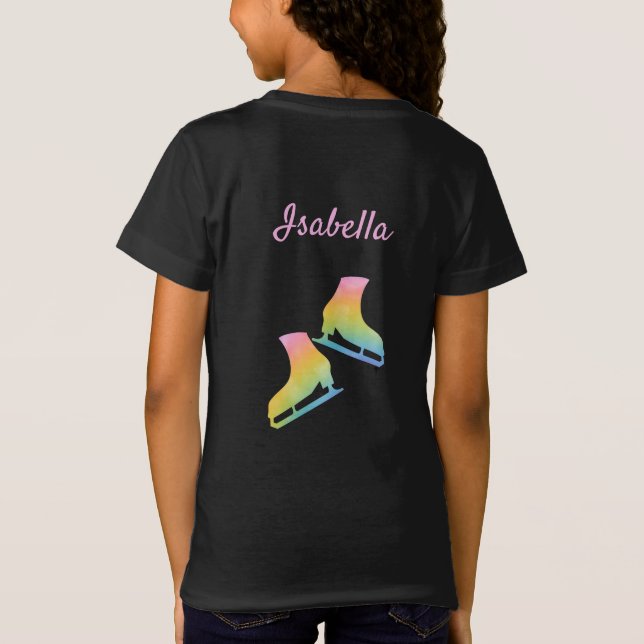 Ice skating t-shirt figure skates rainbow pink (Back)