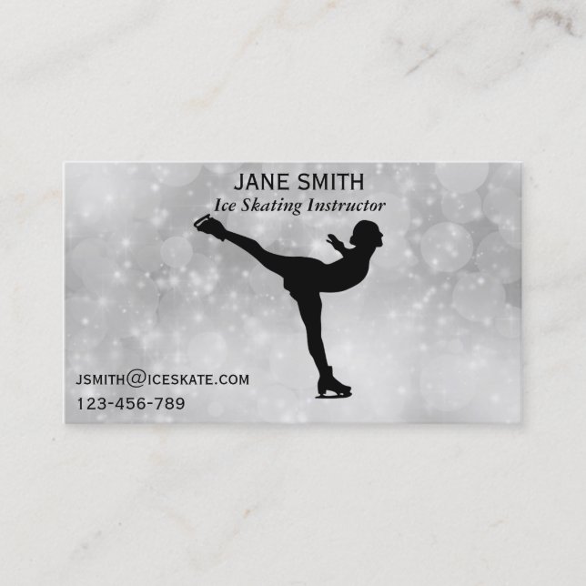 Ice Skating teacher freelance instructor Business Card (Front)