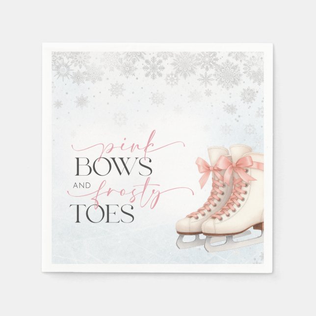Ice Skating Teen Birthday Pink Bow Napkins (Front)