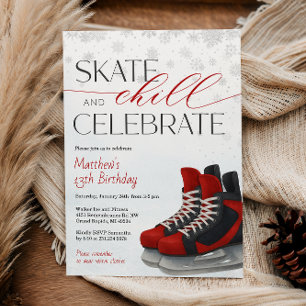 Ice Skating Teen Boy's Hockey Birthday Invitation