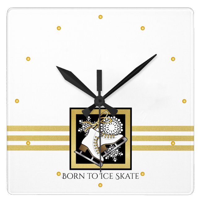Ice Skating Theme Cool Modern Faux Gold and White