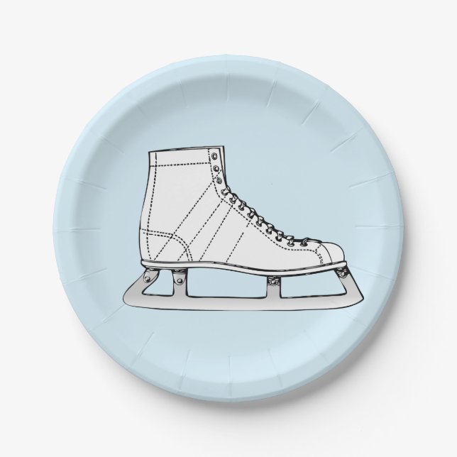 Ice skating theme girl's birthday party paper plates (Front)