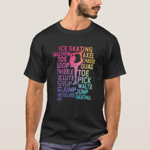 Ice Skating Theme Rainbow Typography Figure Skate T-Shirt