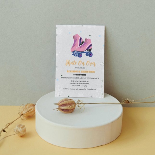 Ice Skating Twin Winter Birthday Skate On over  Announcement (Creator Uploaded)