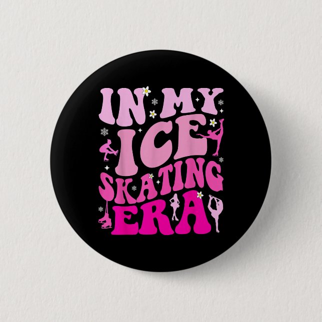 Ice Skating Vibes Skater Coach Figure Hockey Skate Button (Front)