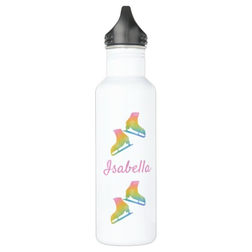 Ice skating water bottle figure skates rainbow