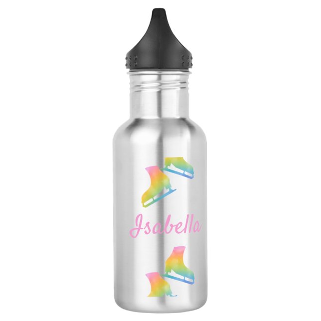 Ice skating water bottle figure skates rainbow (Left)