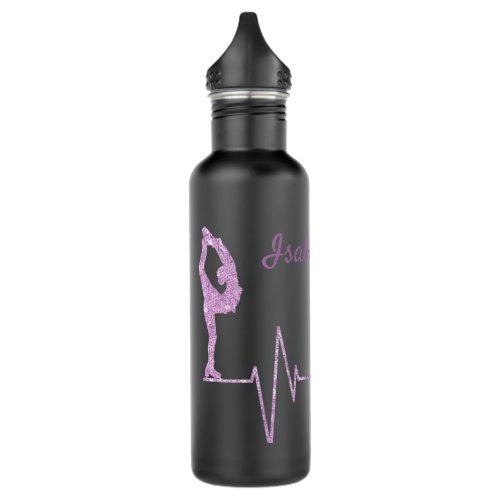 Ice skating water bottle heartbeat purple sequins